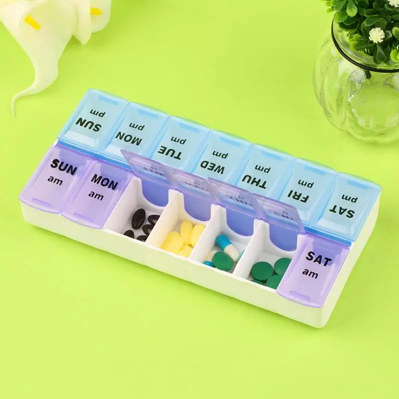 

7 Days Pill Case Medicine Storage Tablet Pill Box With Clip Lids Medicine Organizer Pill Case Splitters Storage Dispenser Weekly