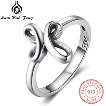 Anillo de Plata de Ley 925 genuina con cruz latina trenzada, anillos de dedo Vintage para mujer, joyería de plata de marca (Lam Hub Fong RI102913)