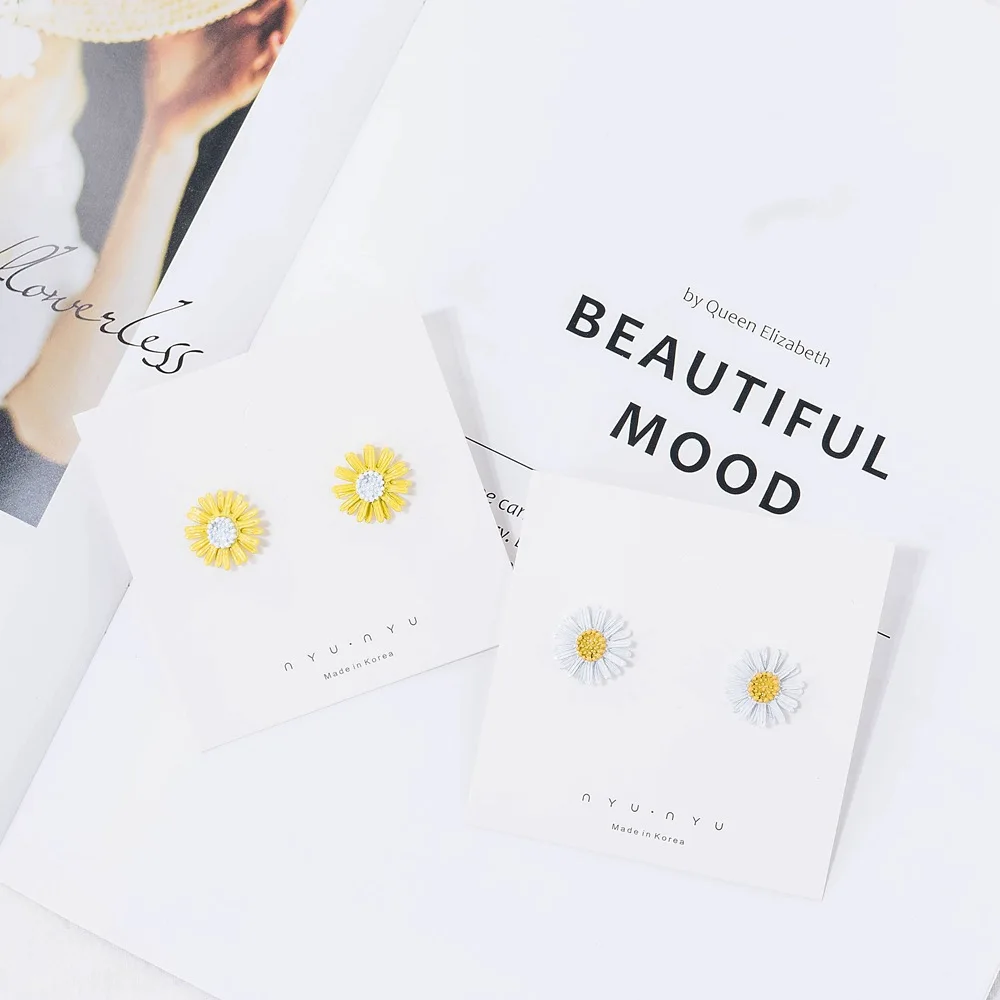 

1 Pair Individual Daisy Earrings Planting Resin Women Classic Stud Earrings Fashion Jewelry Womens Accessories Fresh Style