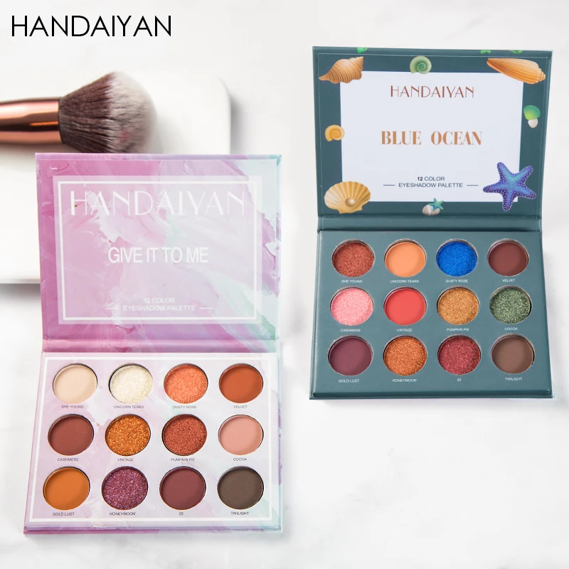 

HANDAIYAN 1Pc Marble Pattern Flame Maple Leaf Red 12 Colors Eyeshadow Pearlescent Matte Eyeshadow Palette Eye Makeup Tool TSLM2