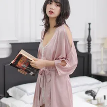 Халат для подружки невесты, сексуальный женский свадебный халат, Весенний комплект из 2 предметов, одежда для сна, домашнее платье из искусственного шелка Пижама