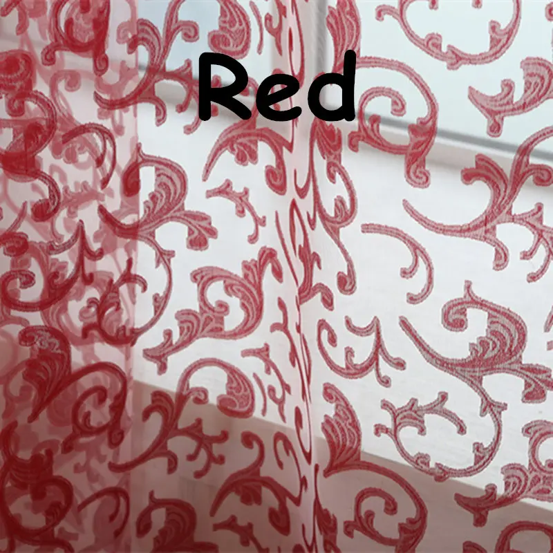 Занавески для кухни, тюль для окон, занавески с принтом, льняные тюлевые занавески для окон, красные тюлевые занавески для окон WP173B - Цвет: red tulle