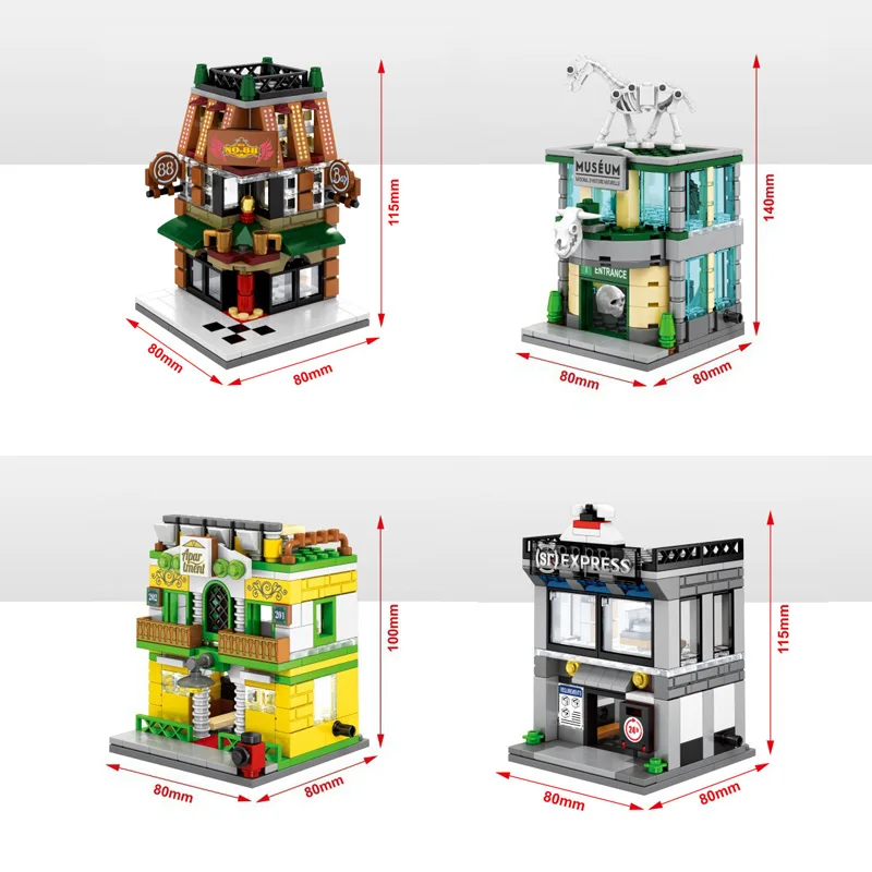 Hot City mini street view block with light Jurassic