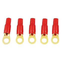 

5 Pcs Red Cover Insulated Ring Tongue Terminal Connector