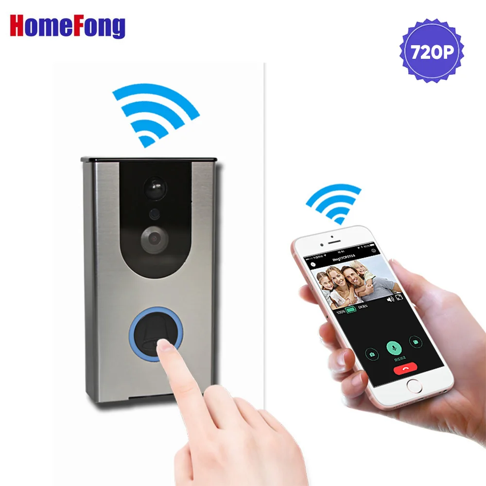 

Homefong Wifi Video Intercom Doorbell Wireless Video Door Phone Doorbell Intercom 720P Motion Detection Record USB Charge