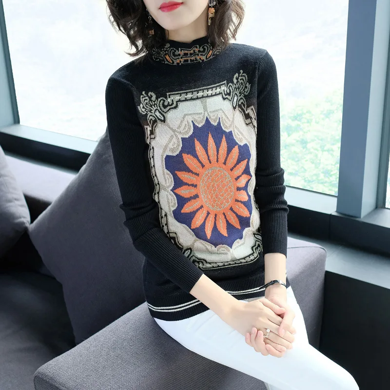 Elastic knit turtleneck slim pullovers wool sweater shirts 2018 new long sleeve women autumn sweater