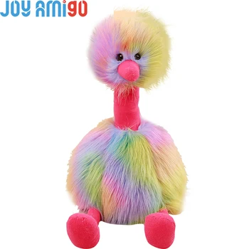 

Ostrich stuffed animal with Rainbow Feather | Plush Bird Toy Soft Ostrich Ainimal Plushie | Gift For Girls Kids Lovers Home