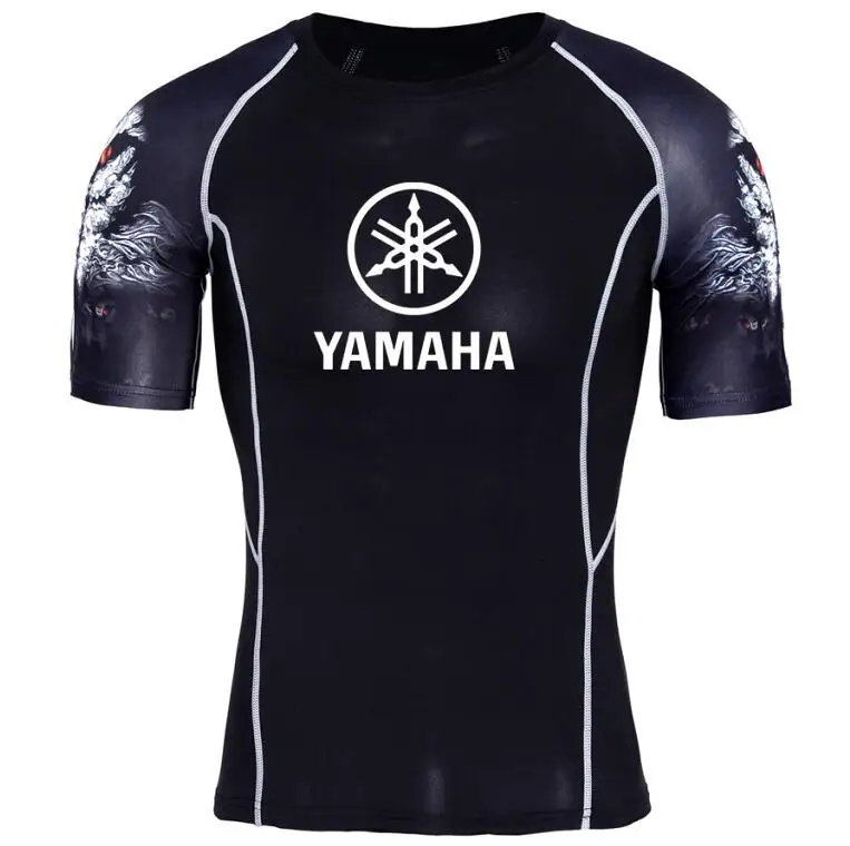 

Quick Dry Slim Fit Tees Men Yamaha Racing Printed T-Shirts Compression tshirt Tops Bodybuilding Fitness O-Neck Short Sleeve Male