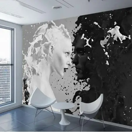 Custom Black White Milk Lover Photo Wallpapers For Wall 3 d Living Room Bedroom Shop Bar Cafe Walls Murals Roll Papel De Parede