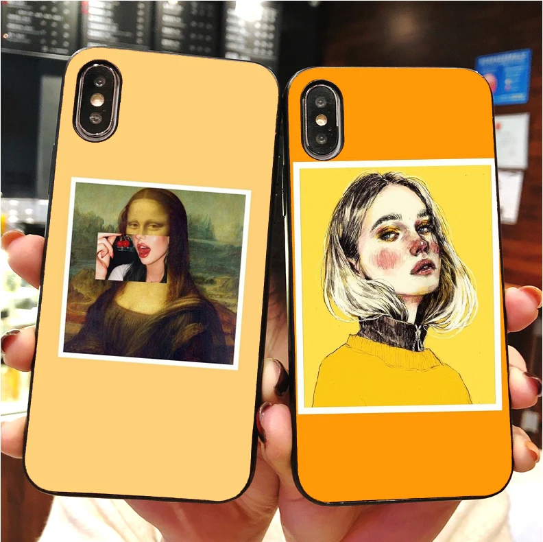 Great art aesthetic van Gogh Mona Lisa painting David Soft TPU phone cover for iPhone MAX XR XS X10 5 5S 5SE 6 6S 7 8 8Plus | Мобильные