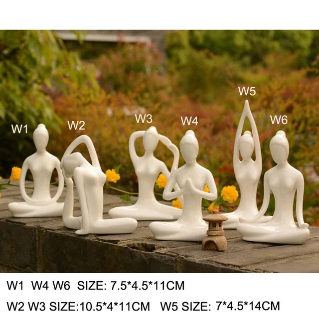 Yoga Figurines Tabletop Zen Garden Statues Accessories Women Meditate Ceramic Fengshui Craftsin