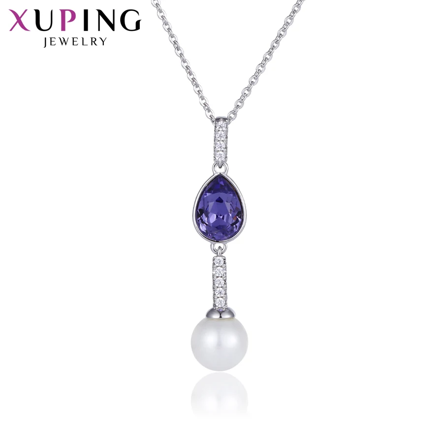 

Xuping Jewelry Necklace Temperamental Crystals from Swarovski Water Drop Imitation Pearls Women Gifts S141.2-44343