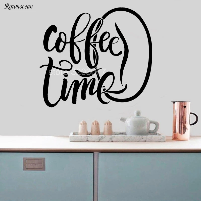 

Coffee Time Modern Kitchen Room Quote Wall Stickers Art Home Decor Vinyl Removable Decals DIY Cafe Window Plane Mural K11