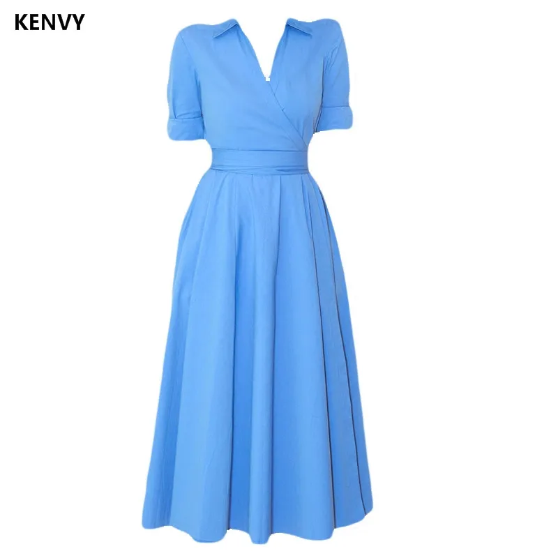 

KENVY Brand Fashion Women's Spring High-end Luxury Slim Long Dress