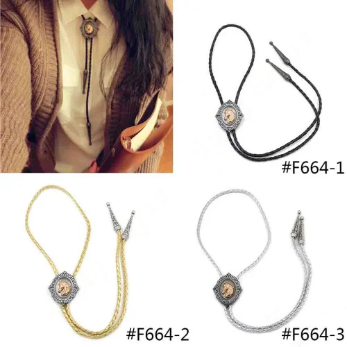 

Lychee Retro Vintage Western Mens Male Cowboy Horse Head Bolo Tie Rodeo Dance Aztec Leather Party Neckwear