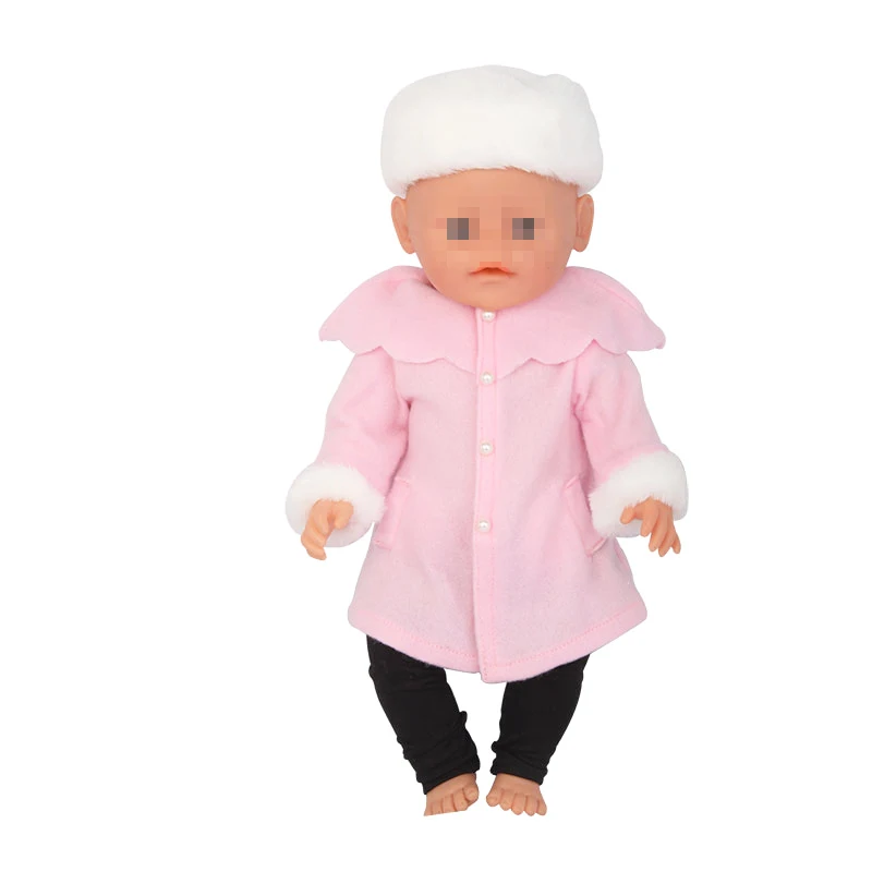 Розовый Reborn Baby Dolls одежда зимняя шапка куртка брюки комплект подходит для 18 дюймов американские куклы и 43 см детская обувь для кукол