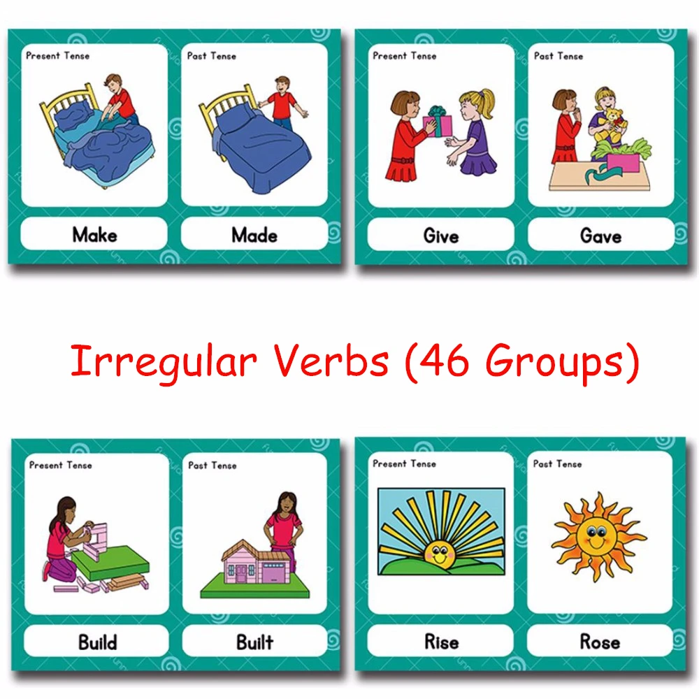 us 6 89 31 off 46groups set irregular verbs english word card flashcards games puzzle learning educational toys for children kids montessori on kids card
