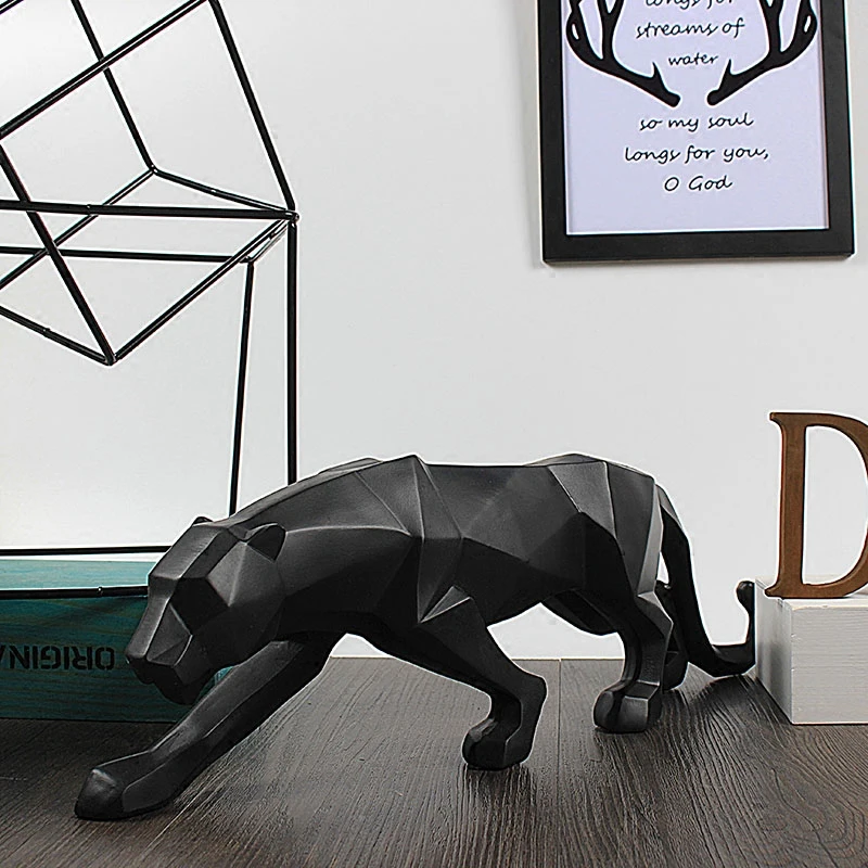 

Nordic Minimalist Black White Resin Leopard Ornaments Crafts Hotel Home Deaktop Statue Coffee Office Animal Figurine Decoration