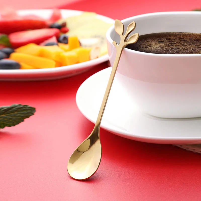 

1PC Tea Coffee Spoons Ice Cream Dessert Scoop Tableware Long Handle Spoon Creative Stainless Steel Flatware Accessories