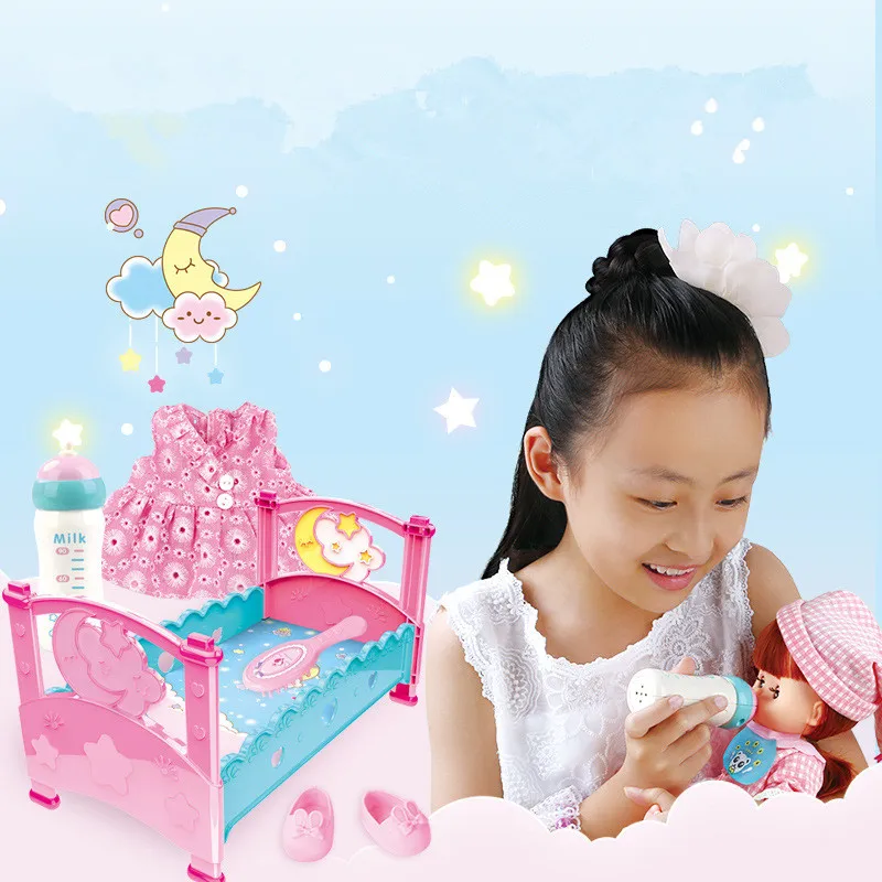 Kawaii دمية اللعب مجموعة فتاة لغز DIY بيت الدمية الأثاث عربة البسيطة منازل لعب للأطفال هدية عيد ميلاد لفتاة Juguetes