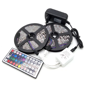 

10M LED Strip Light 5050 RGB 600LED Flexible Strip Light Set + 44Keys Remote Controller + 12V Power Supply Adapter