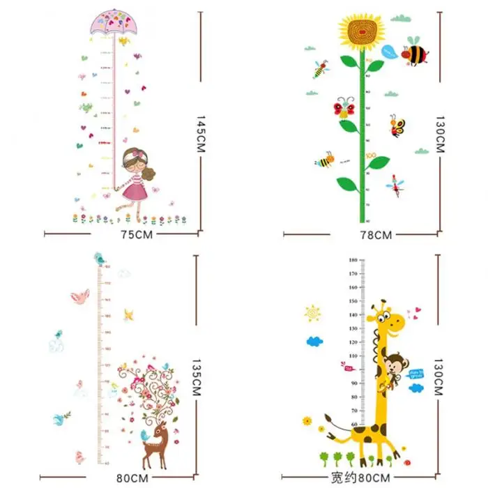 Детские Ростомер стикер съемный мультфильм Подсолнечник настенные украшения @ ZJF