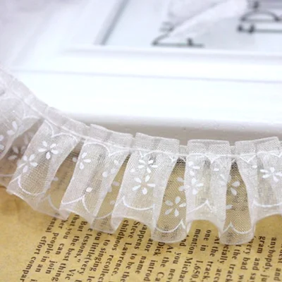 1M Tulle Lace Trim 2.5cm Flower Laces Ribbon Dolls Dress Sewing Accessories Snowflake Print Lace Fabric Trimmings Clothing RT15 - Цвет: see chart
