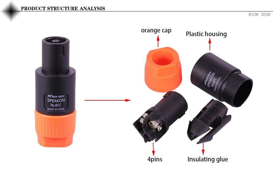 4 комплекта 4 контакта NL4FC Разъем speakON авиационный штекер+ Женский Разъем профессиональный аудио набор