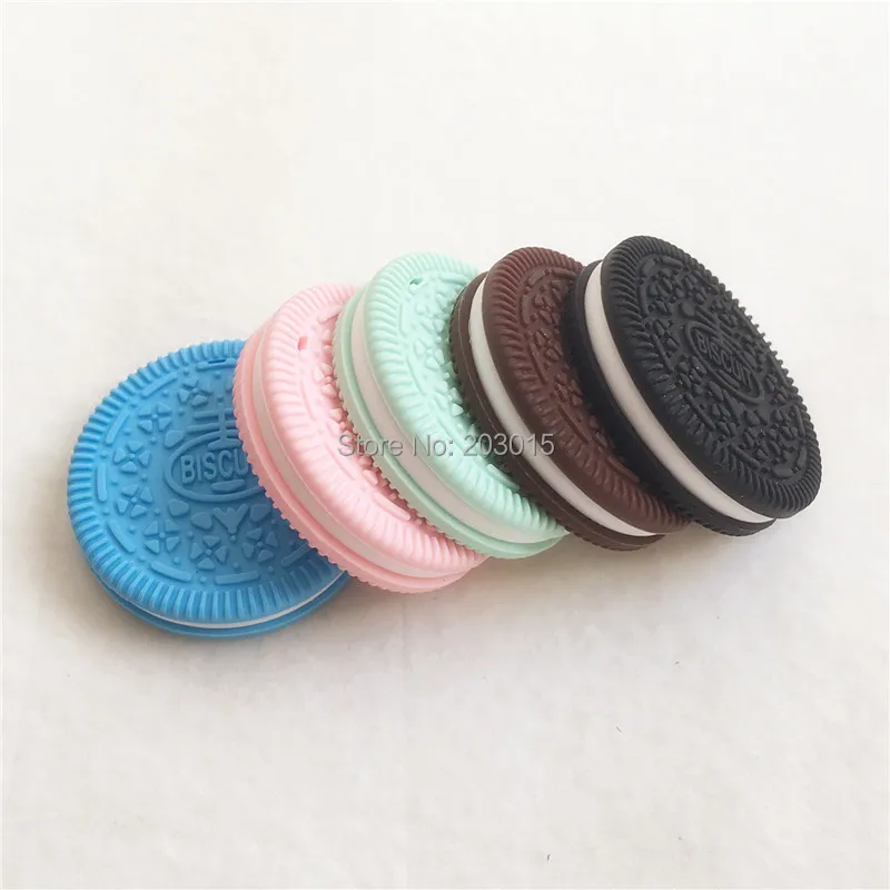 10PCS BPA Free Silicone Cookie Pendant Teether Baby Biscuit Pacifier Dummy Teething Chewable Pendant Nursing Necklace Jewelry