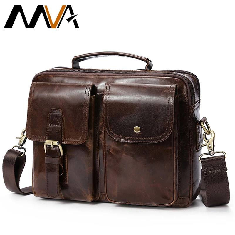 MVA Men Crossbody Bags Genuine Leather Bag Male Top-handle Shoulder Bags Hasp Casual Messenger Bag Men Leather Brand 8114