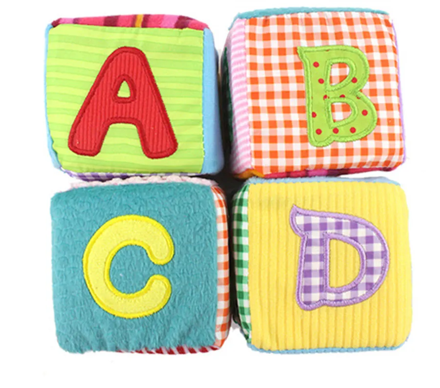 4 шт./компл. детские игрушки 0-12 месяцев кубики для игры плюшевая ткань строительные блоки Мягкие погремушки числа буквы