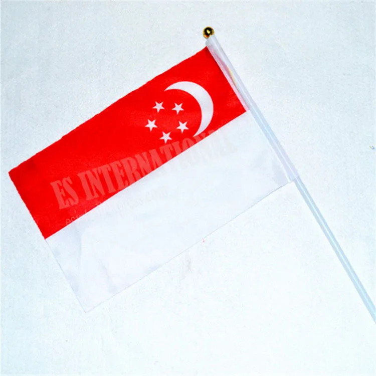 Singapore Hand Flag National Hand Flag 14 21cm Polyester Small