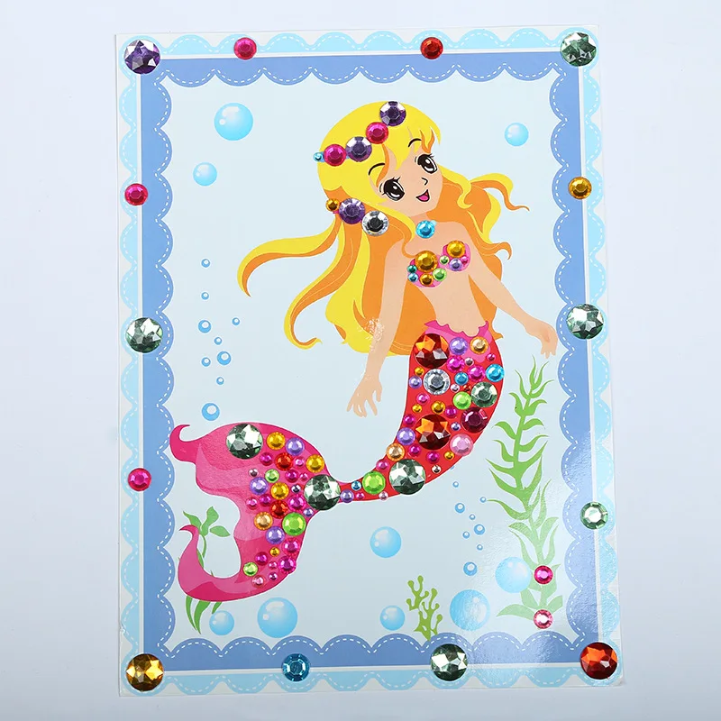 1 шт. DIY Красочные Хрустальные бриллиантовые наклейки для рисования принцесса Дети ремесла девочка Обучающие образовательные игрушки случайный стиль