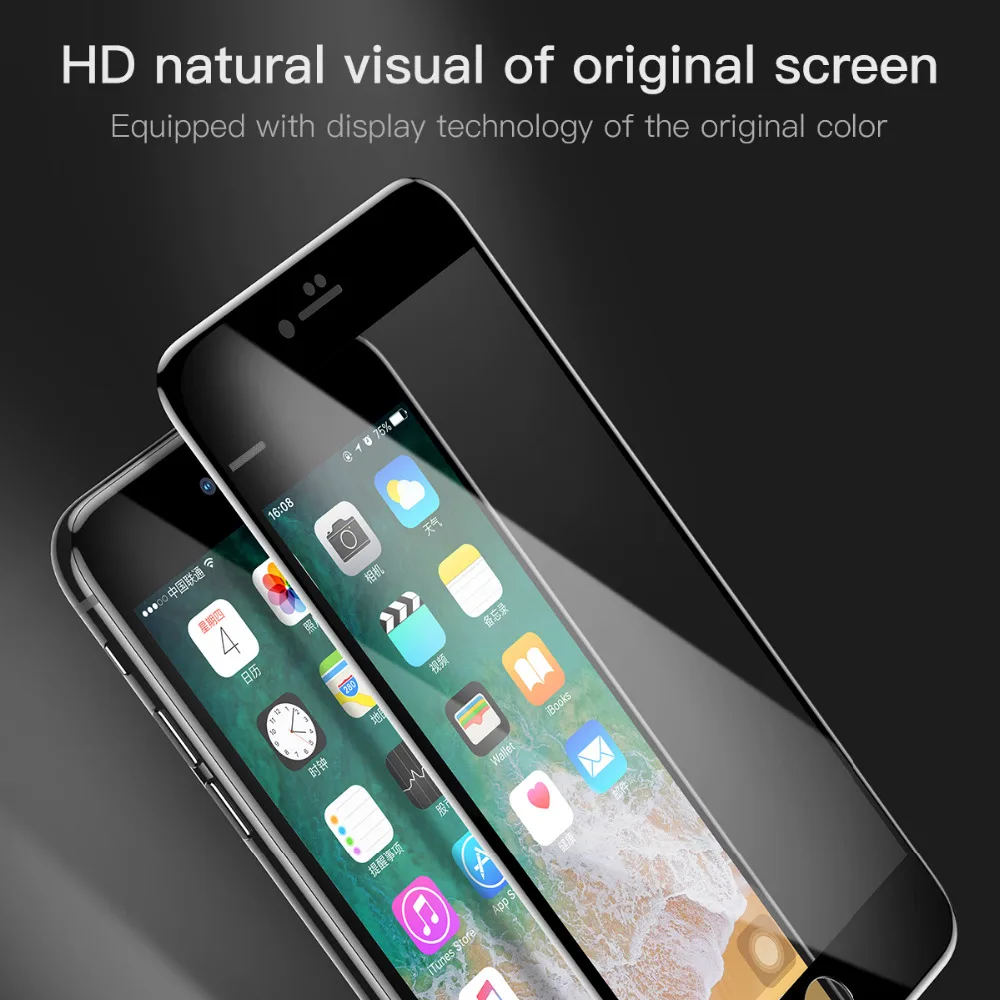 Beste BASEUS Screen Protector voor iPhone 7 8 0.3mm 9 H 7D Kong Kim Bescherming Rand Full Screen Gehard Glas protector voor iPhone 7