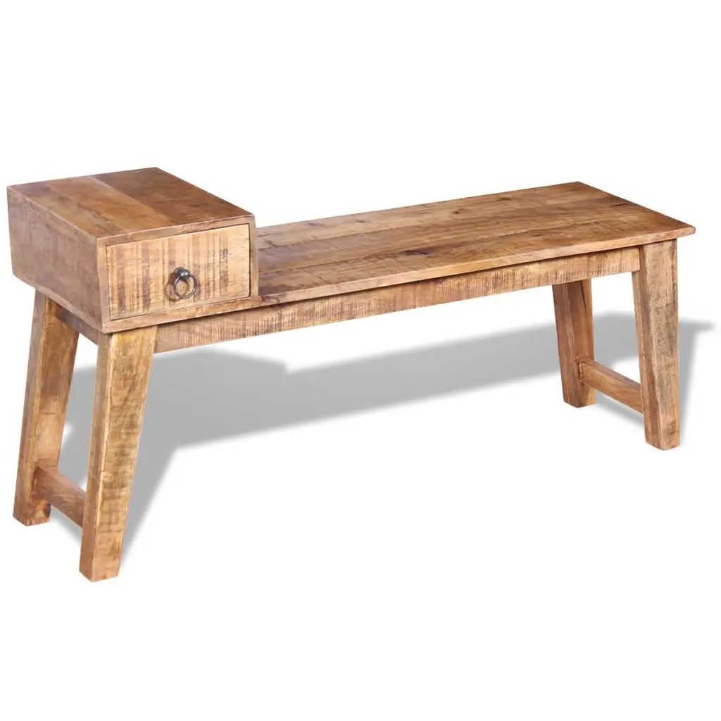 vidaXL Bench with Drawer Solid Mango Wood 47.2"x14.2"x23.6"in Patio