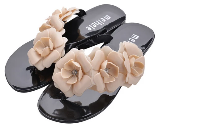 SCYL Summer Hot Women Sandals With Beautiful Camellia Flower Sweet Flip Flops