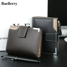 Baellerry Brand Leather Wallets Men Short Hasp Casual Black Zipper Coin Purses Male Money Bags Credit Card Holder Clutch Wallets