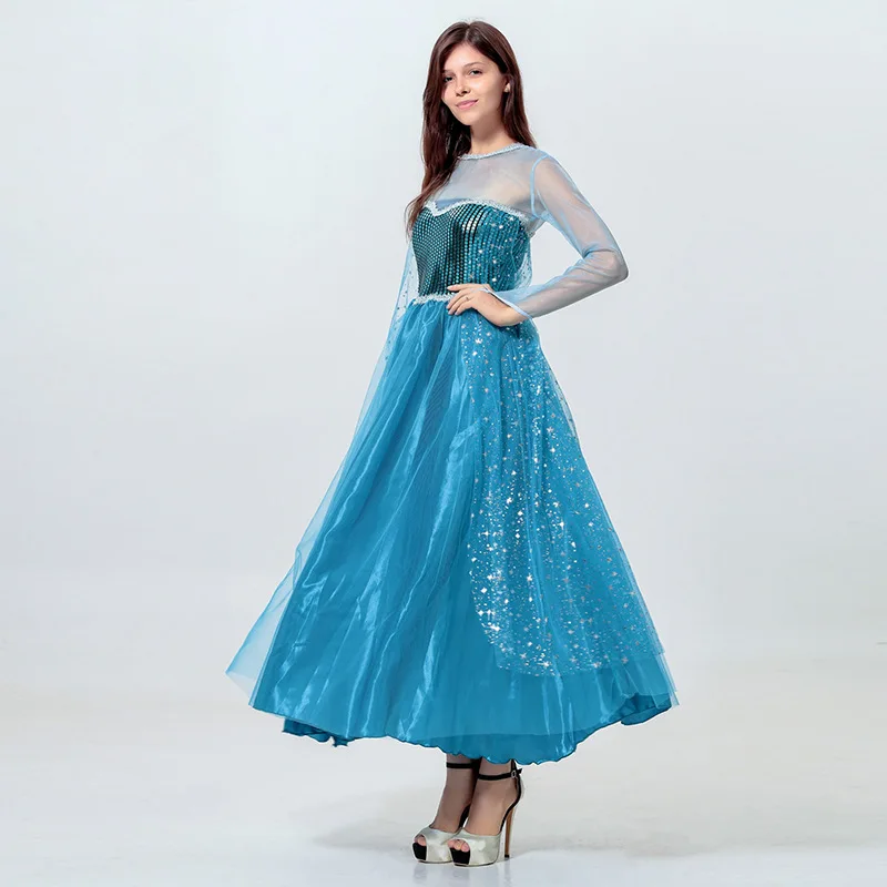 

High Quality Movie Elsa Princess Cosplay Clothing Cinderella Fancy Dress Adult Women Ball Gown Halloween Costume
