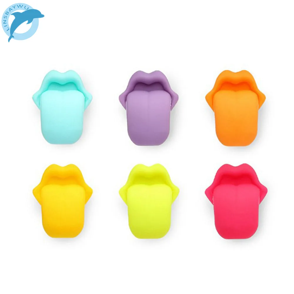 

LINSBAYWU Fashion 6pcs Silicone Mini Tongue Shape Tea Bag Holders Cup Mug Identify Markers