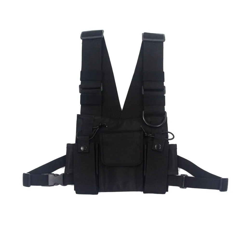 Мульти Карманный Камуфляжный тактический жилет нагрудная сумка для походов тренировочный охотничий светоотражающий ремень Переговорная тактика жилет спортивная одежда - Цвет: Small Black