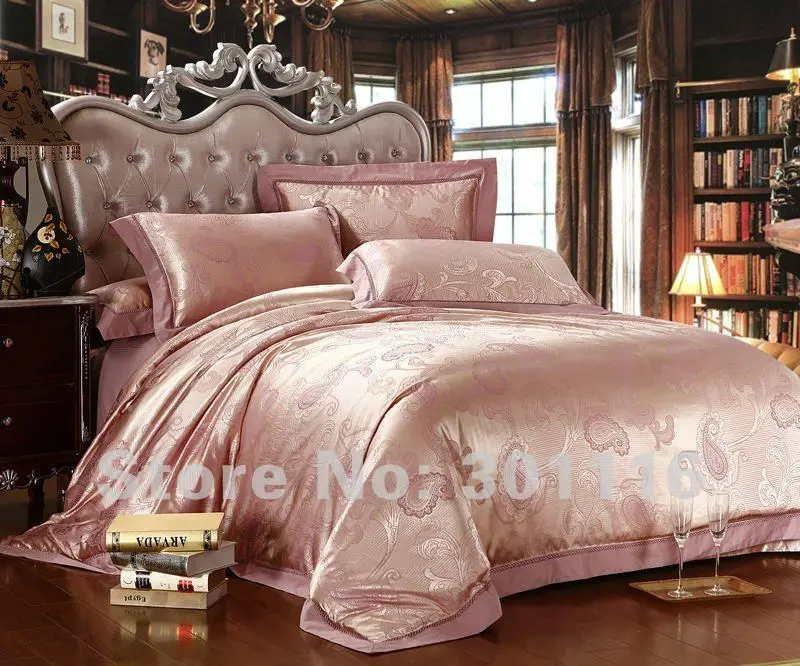 4pcs Luxurious King silk wedding bedding setin Bedding Sets from Home