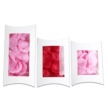 

30Pcs/lot Pillow Shape White Papercard Gifts Packaging Box with Clear Window Festival Crafts Favor Carton Box Kraft Papee Box