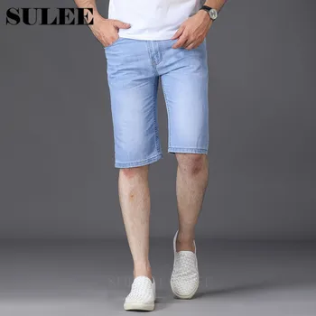 

SULEE Brand 2019 Summer New Men's Denim Shorts Fashion Casual Slim Fit Elastic Jeans Short Male Brand Clothes