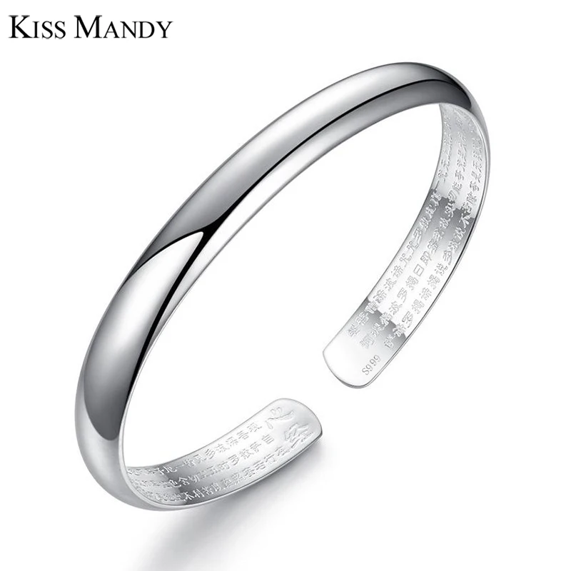 

Kiss MANDY Silver Color Concise Design Open Cuff Bangle Bracelet Women Bracelets New Arrival Trendy Jewelry AB21