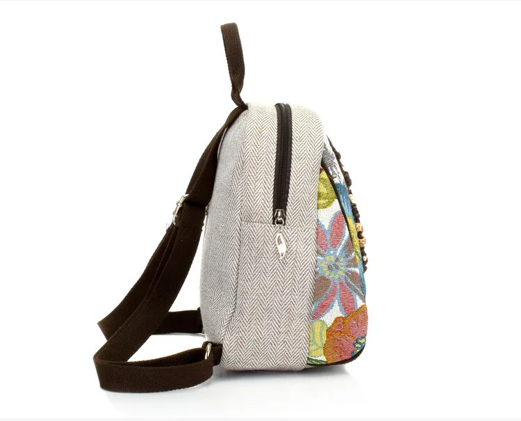 2021 New Retro Woman Backpack Female Shoulder Bag Pure Hand-woven Cotton Linen Small Rucksack Ancient Bag Student School Bags
