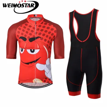 

Weimostar Red Cycling Jersey Sets Men Cartoon Face Summer Bicycle Clothing Ropa Ciclismo Maillot Pad Gel Riding mtb Bike Jersey