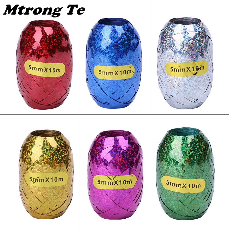 

6pcs 5mm*10m Balloon Rope Foil Balloon Laser White Rose Gold Ribbon Wedding Birthday Party Decoration Air Balloon Wrapping Tape