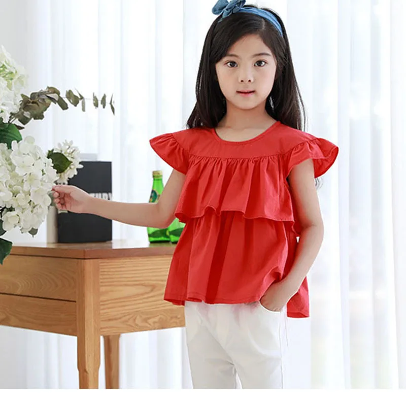 Layered 면 대 소녀에 블라우스 대 한 girls summer school 어린이 shirt baby girl blouse