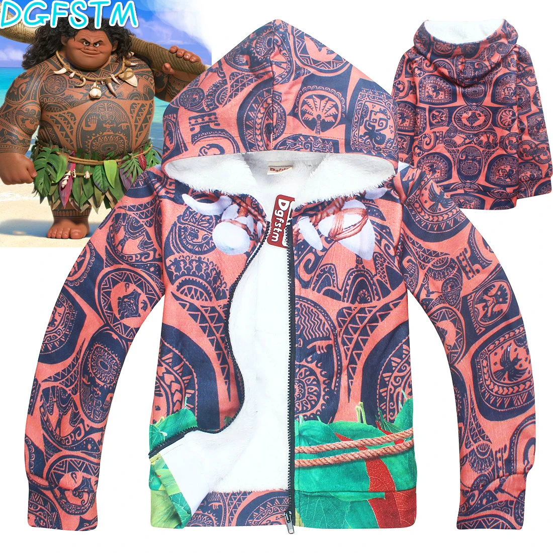 

winter Children girls vaiana coat kids clothing jacket cartoon hoodies children's zipper outwear Long sleeves T-shirt for 4-12Y