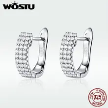 WOSTU Европейский ослепительный прозрачный Циркон 925 пробы серебряные серьги гвоздики для женщин Свадебные серьги Мода 925 ювелирные изделия DXE560
